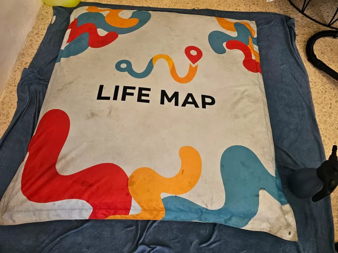 printed bean bag before cleaning by ARA Clean Malta